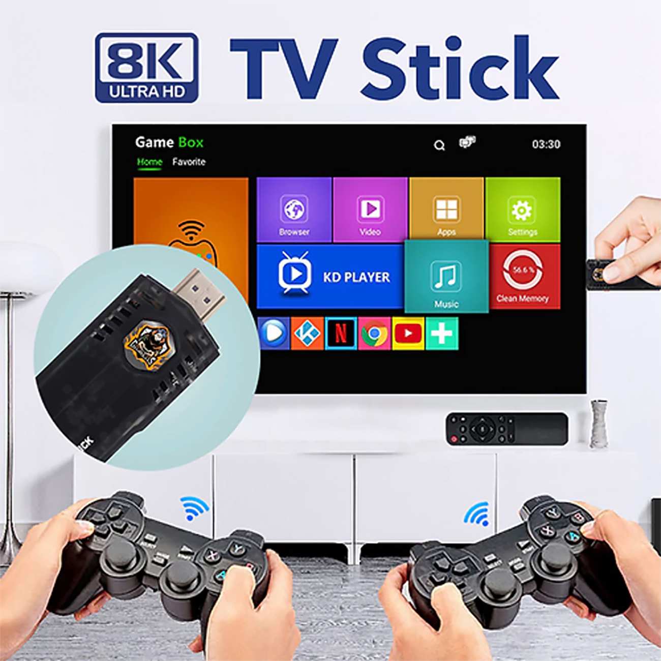 کنسول بازی + اندروید باکس با ظرفیت 64 گیگ Game Box 8K Ultra HD