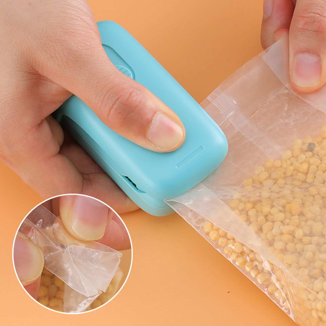 دستگاه پلمپ کننده کیسه فریزر خانگی حرارتی و چاقوی کوچک E-006-02 (kekemai)