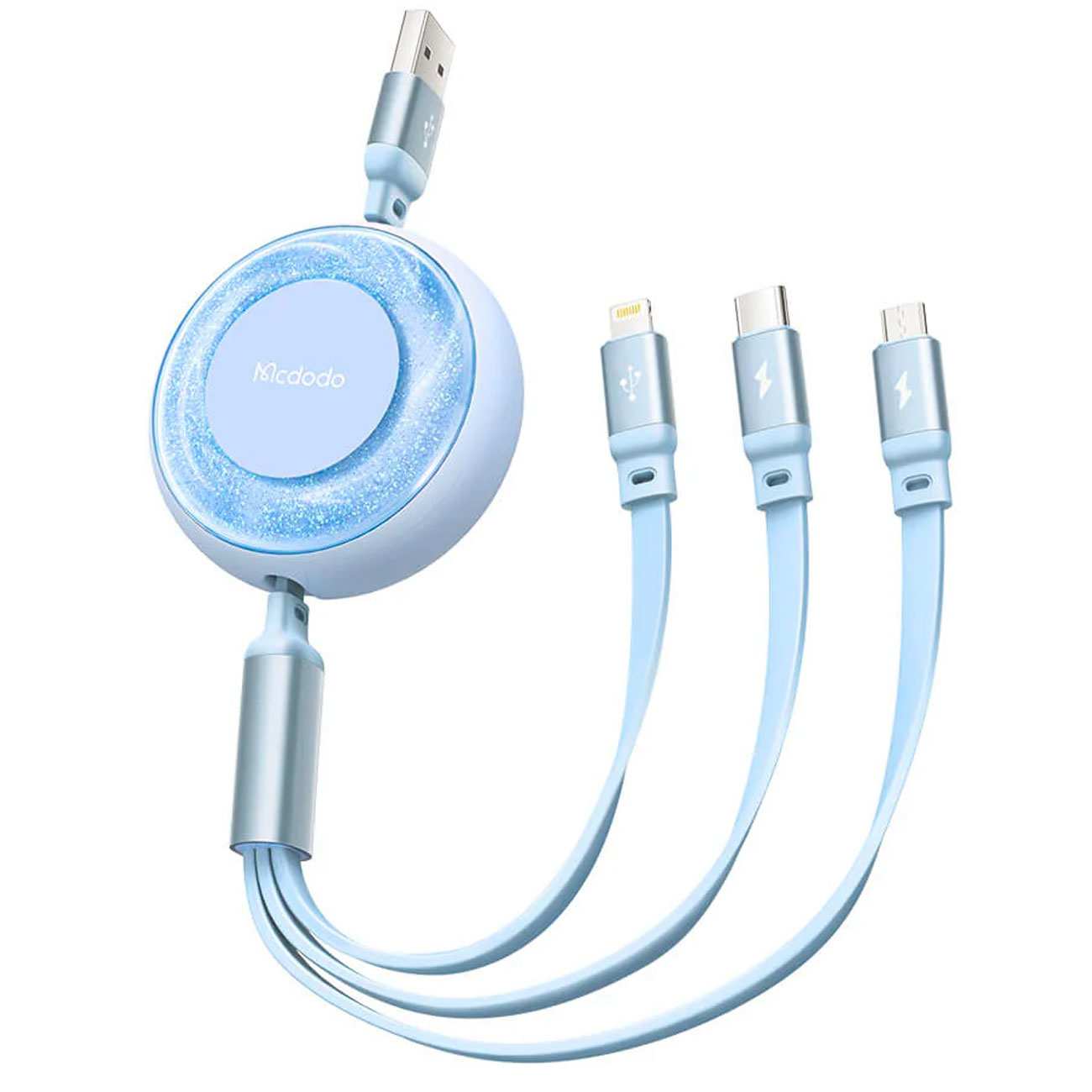 کابل آکواریومی چندسر یو اس بی به تایپ سی، لایتنینگ، میکرو جمع شو 1.2 متری مک دودو CA-3570