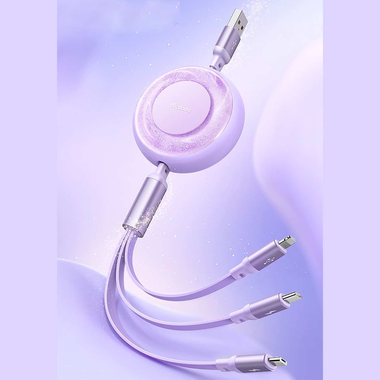 کابل آکواریومی چندسر یو اس بی به تایپ سی، لایتنینگ، میکرو جمع شو 1.2 متری مک دودو CA-3570