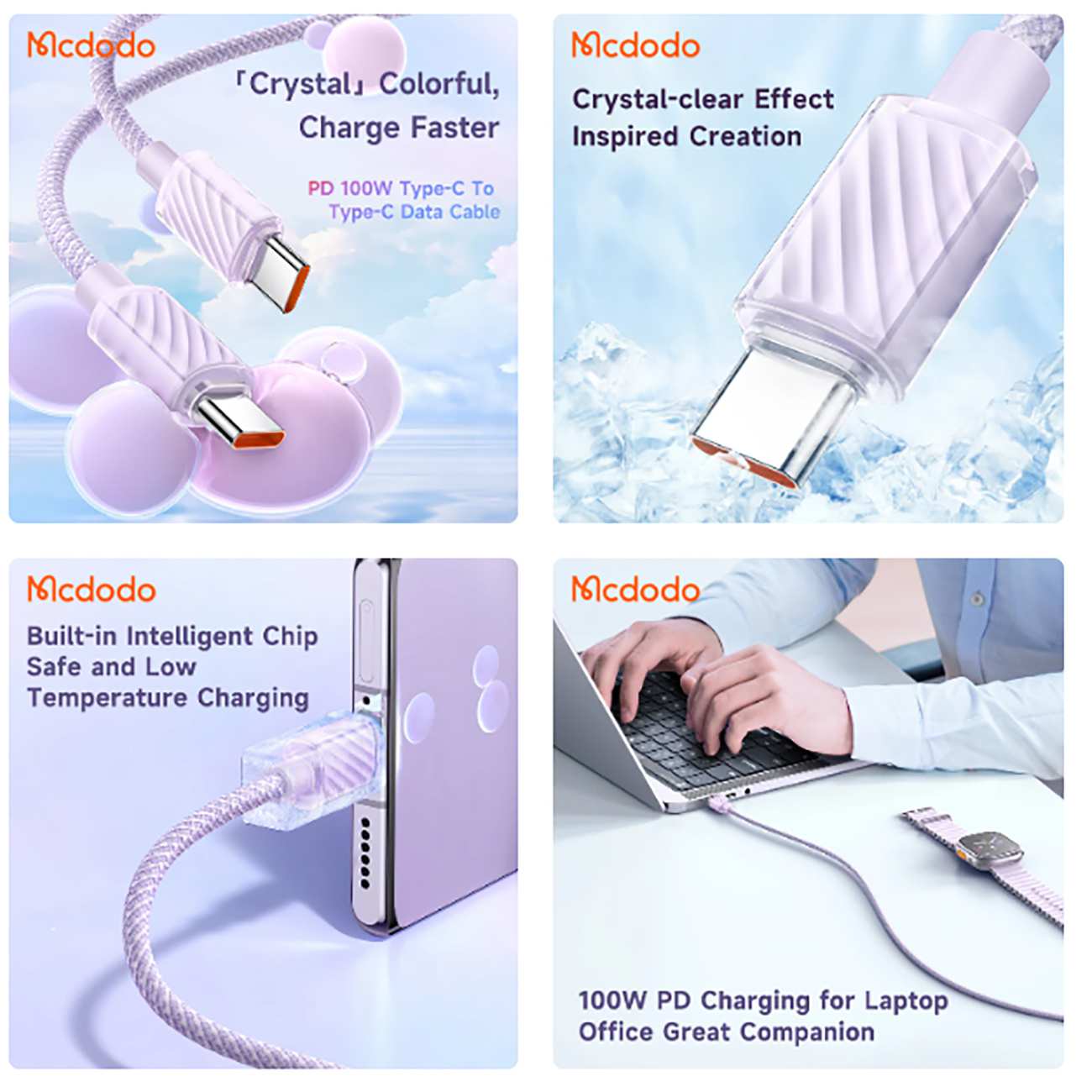 کابل سوپر فست شارژ تایپ سی به تایپ سی 100 وات 1.2 متری مک دودو CA-367