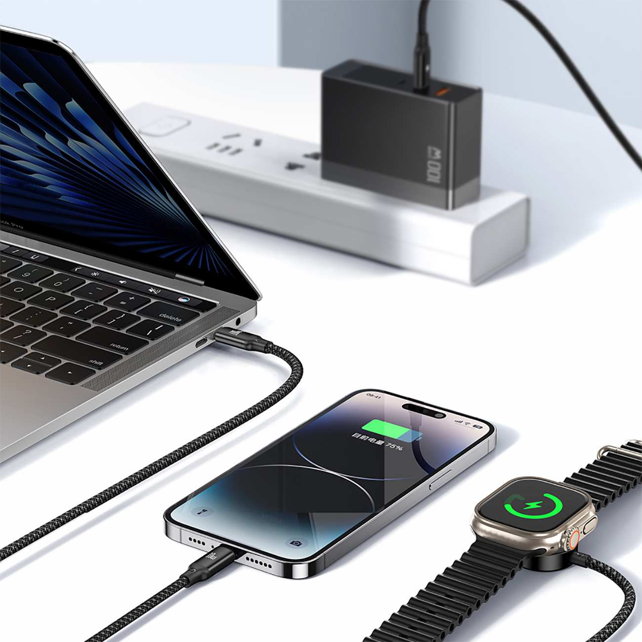 کابل فست شارژ چندکاره تایپ سی به تایپ سی، لایتنینگ و وایرلس 1.2 متری 100 وات مک دودو CA-494