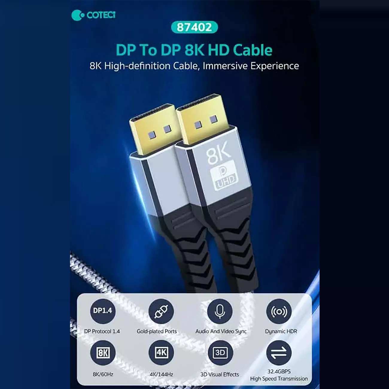 کابل دیسپلی دو متری با وضوح بالا کوتسی 87402