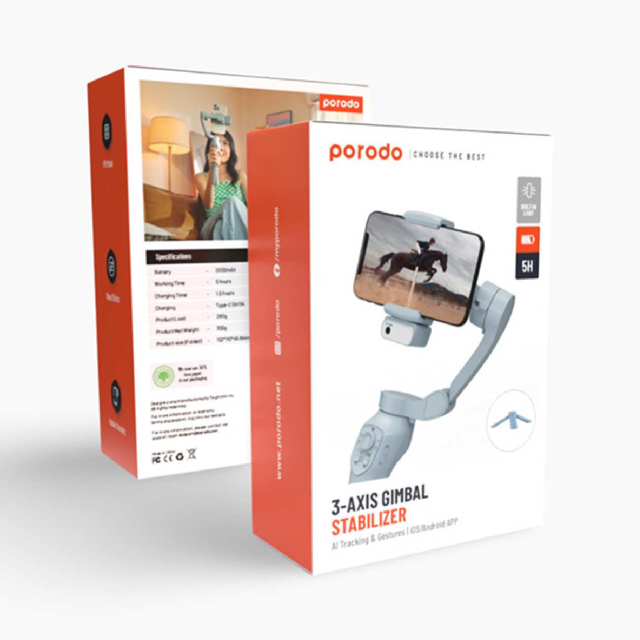 گیمبال و استابلایزر هوشمند سه محوره گوشی موبایل پورودو PD-AITGM-GY