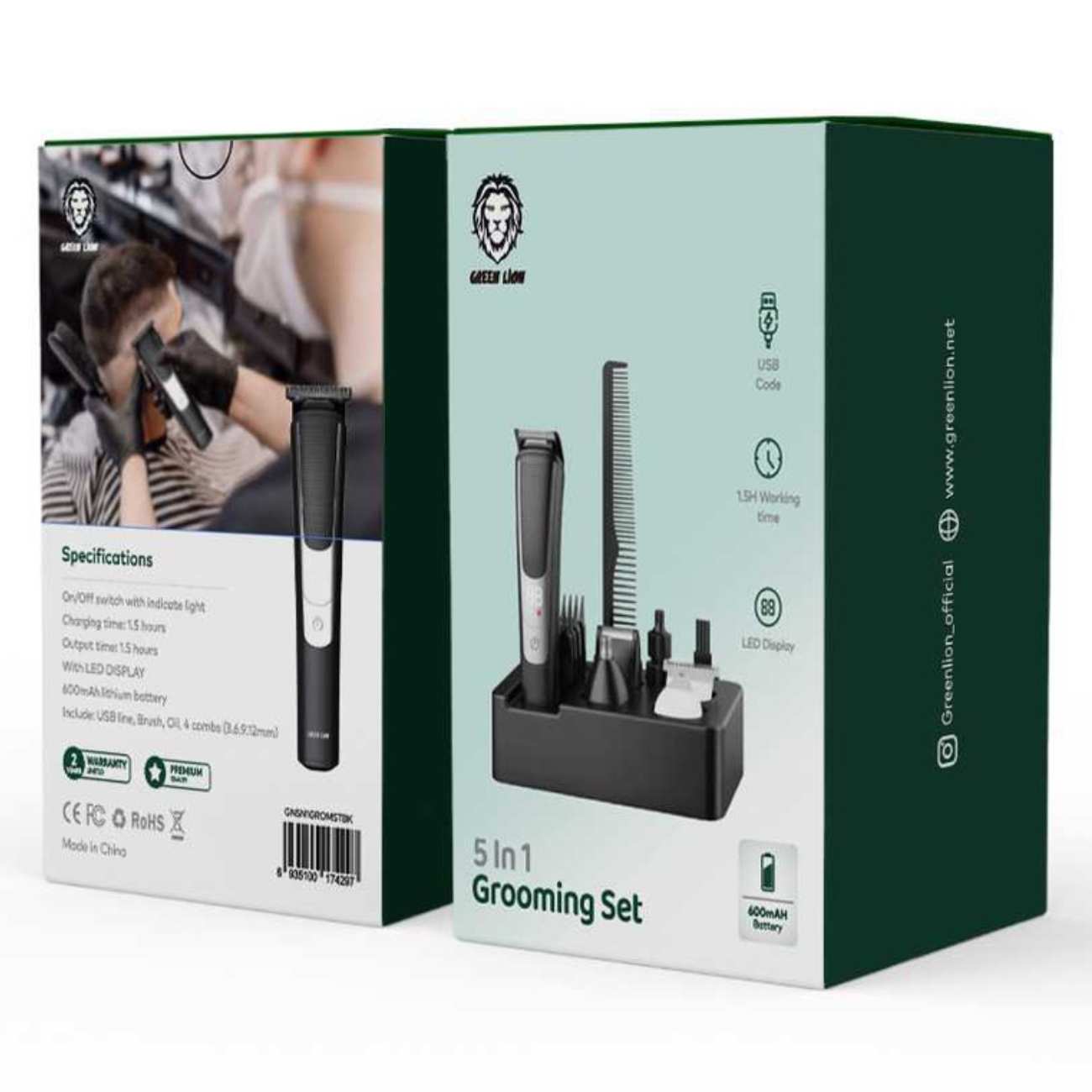 ست ماشین اصلاح موی سر، صورت و بدن شارژی گرین GN5N1GROMSTBK