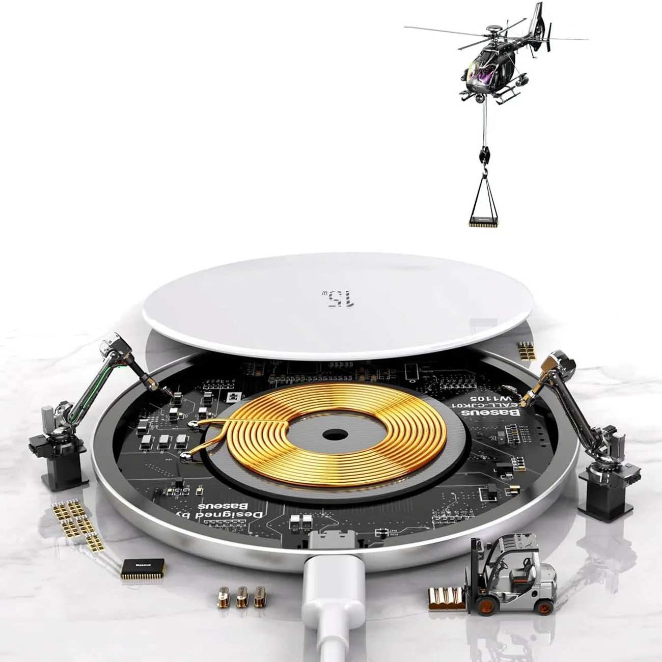شارژر وایرلس 15 وات بیسوس WXJK-B02