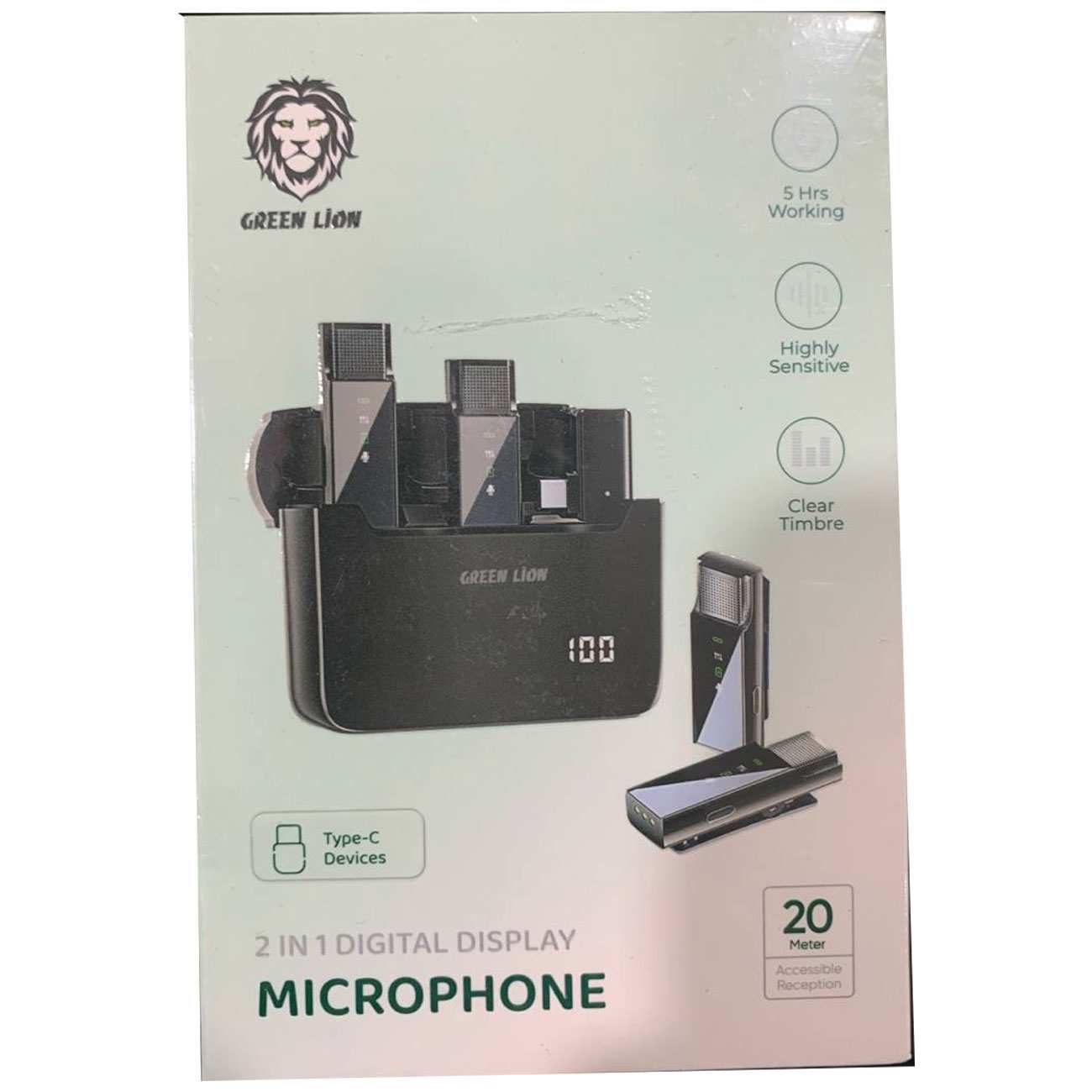 میکروفون بی سیم یقه ای تایپ سی گرین GN2IN1DDMTCBK