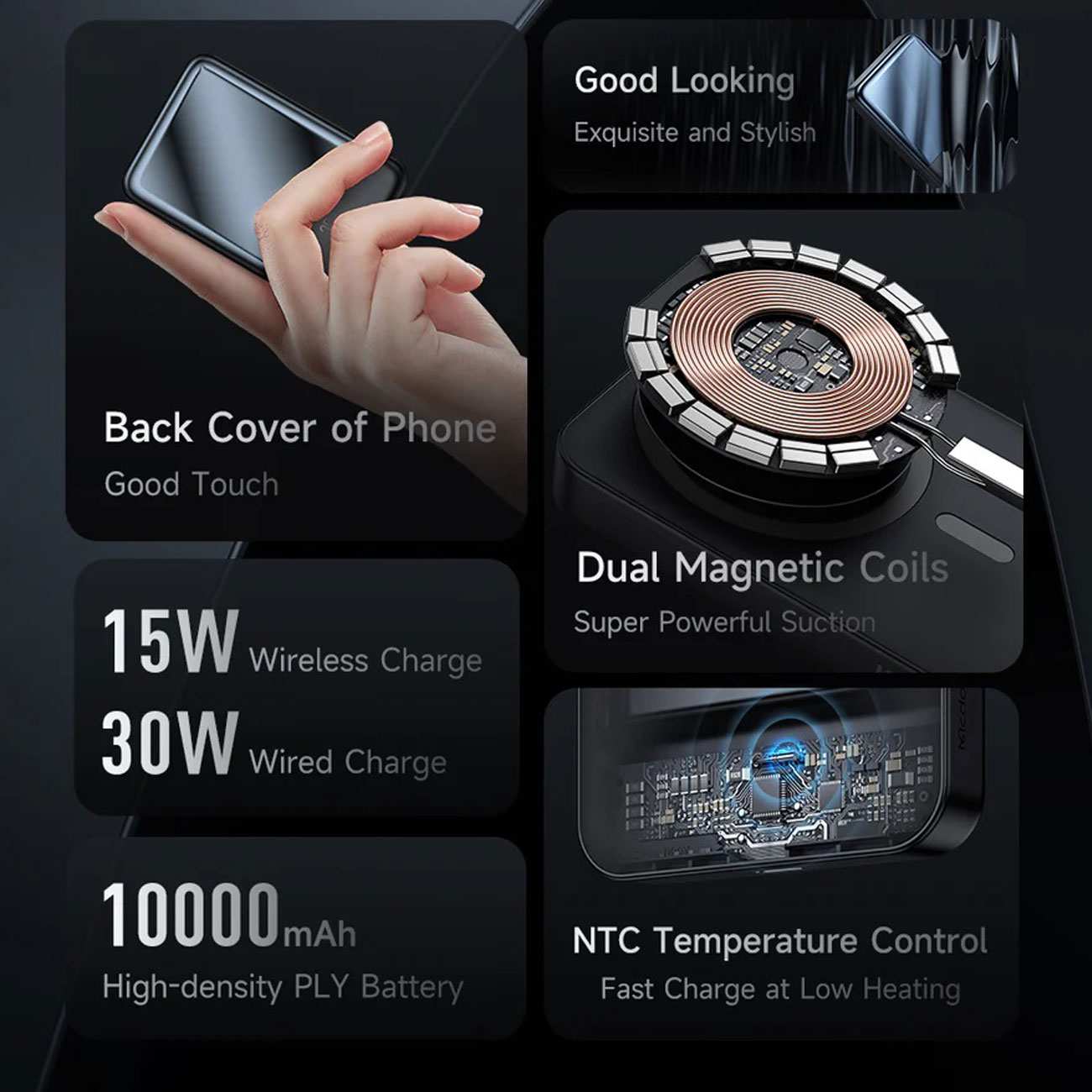 پاوربانک وایرلس آیفون فست شارژ 30 وات 10000 مک دودو MC-593