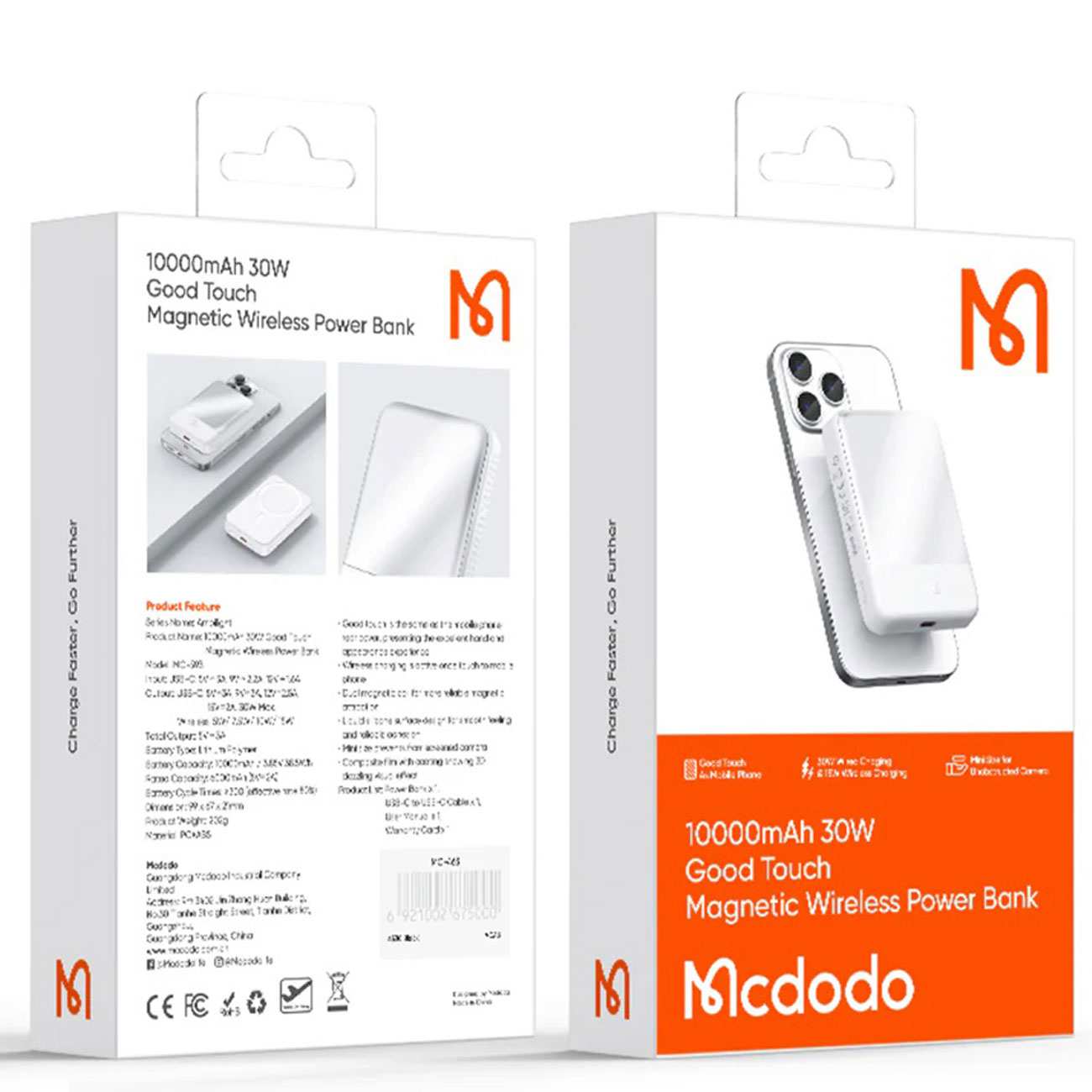 پاوربانک وایرلس آیفون فست شارژ 30 وات 10000 مک دودو MC-593