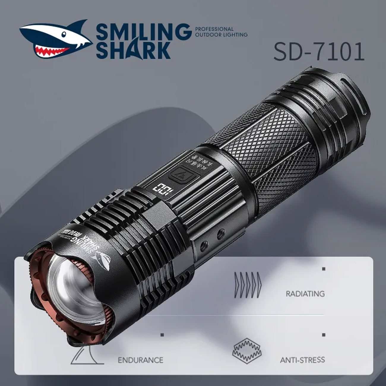 چراغ قوه شارژی قابل زوم ضدآب اسمایلین شارک SD-7101