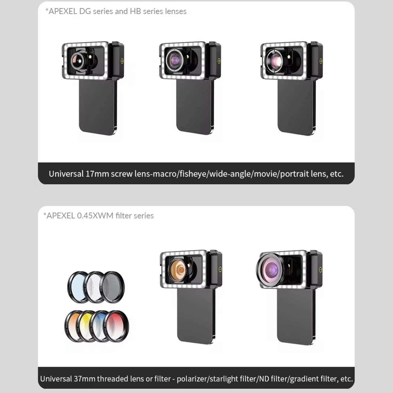 گیره لنز، رینگ لایت و نگهدارنده گوشی موبایل چندکاره اپیکسل APL-FL23