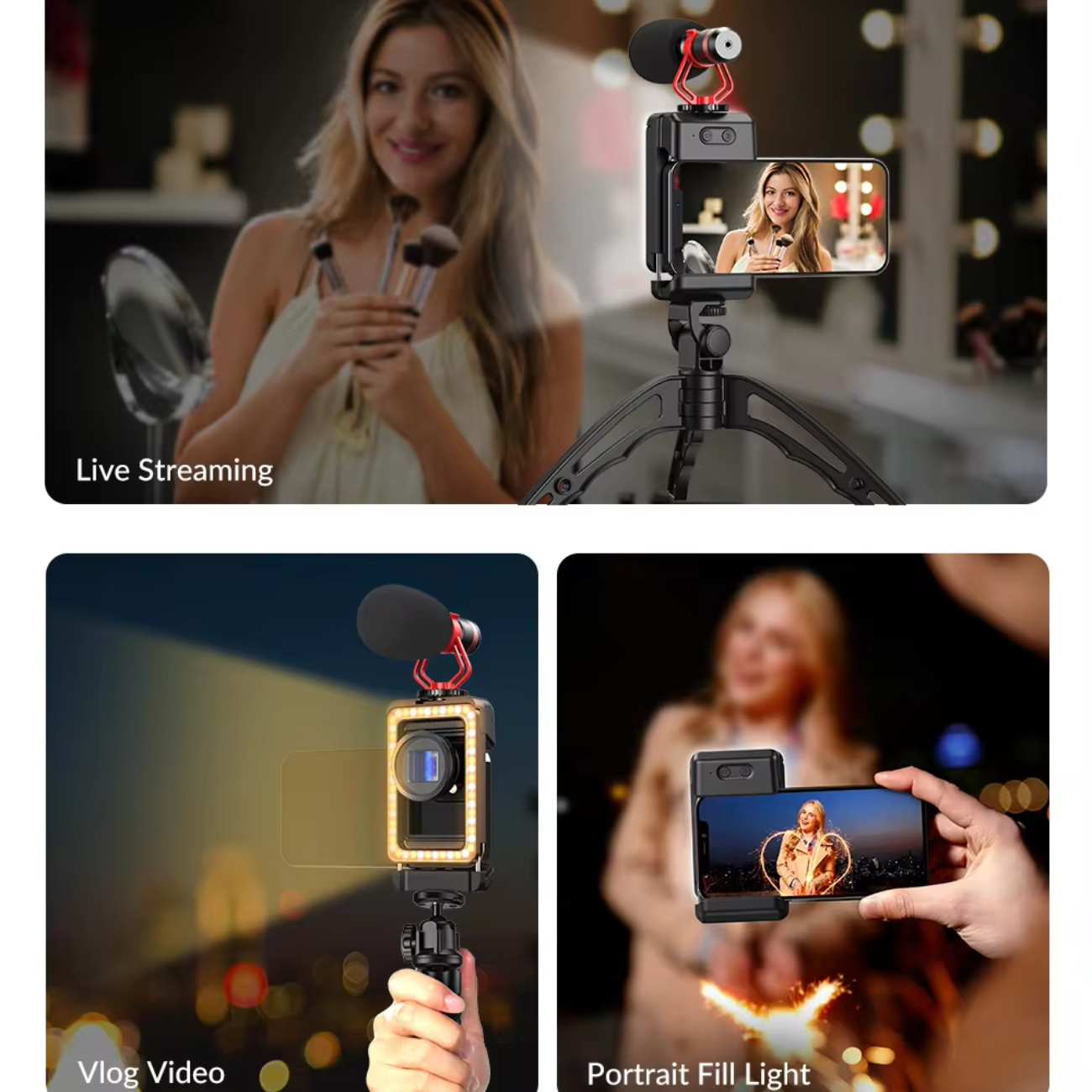 گیره لنز، رینگ لایت و نگهدارنده گوشی موبایل چندکاره اپیکسل APL-FL23