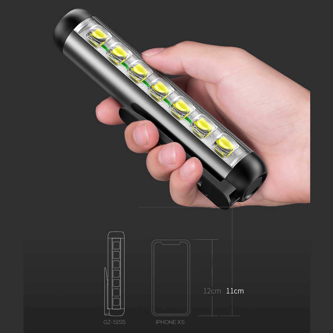 چراغ قوه کوچک گیره دار شارژی اسمایلینگ شارک GZ-5155