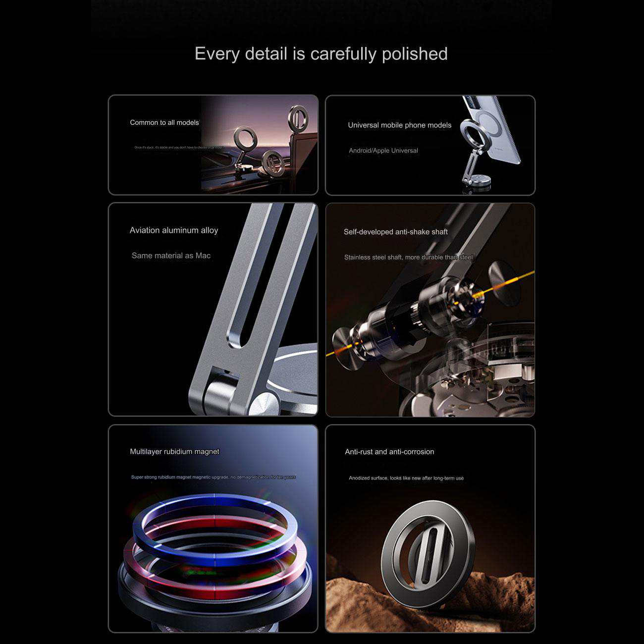 هولدر موبایل مگنتی داخل خودرو فلزی تاشو Z15P