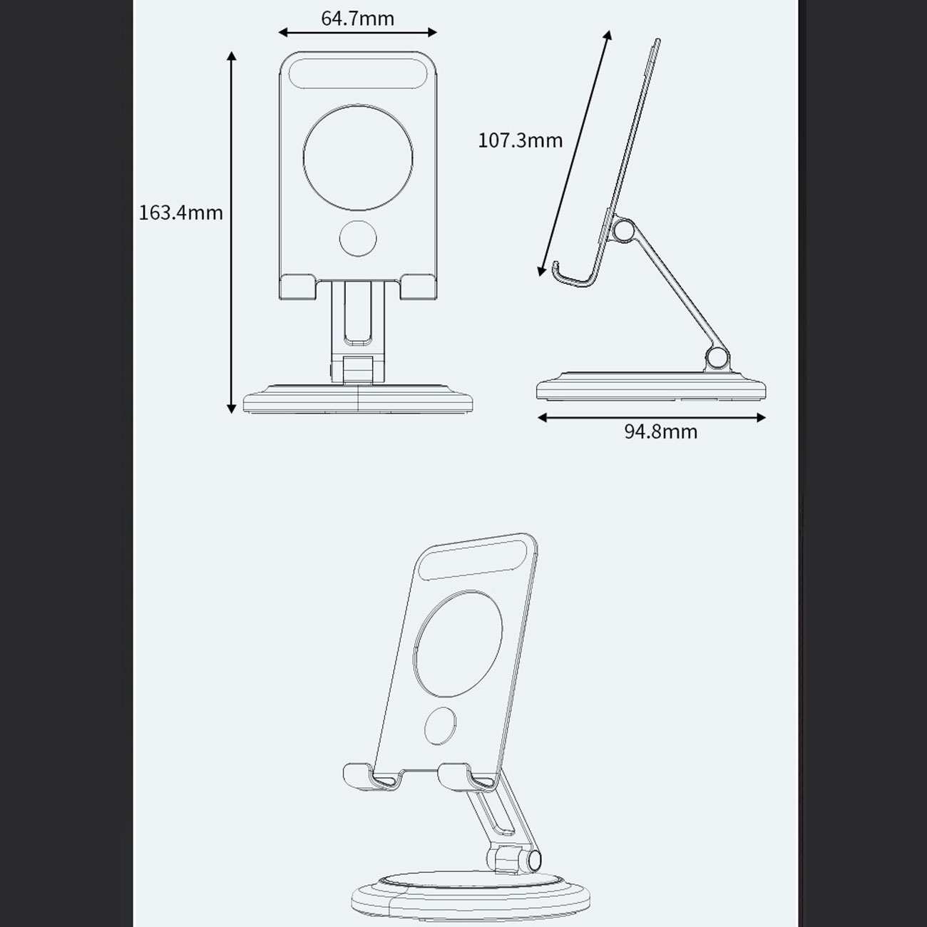 هولدر موبایل و تبلت رومیزی فلزی تاشو L68