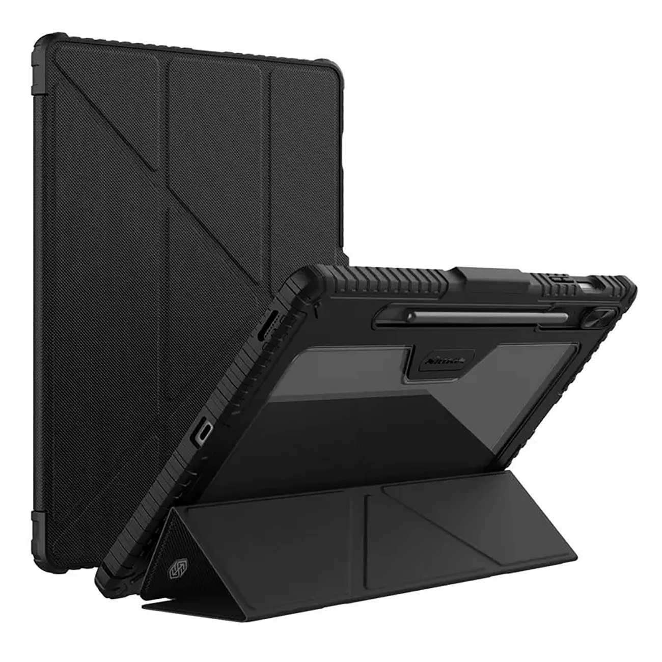 کاور کتابی بامپردار سامسونگ تب اس 9 اف ای پلاس نیلکین Bumper Leather cover