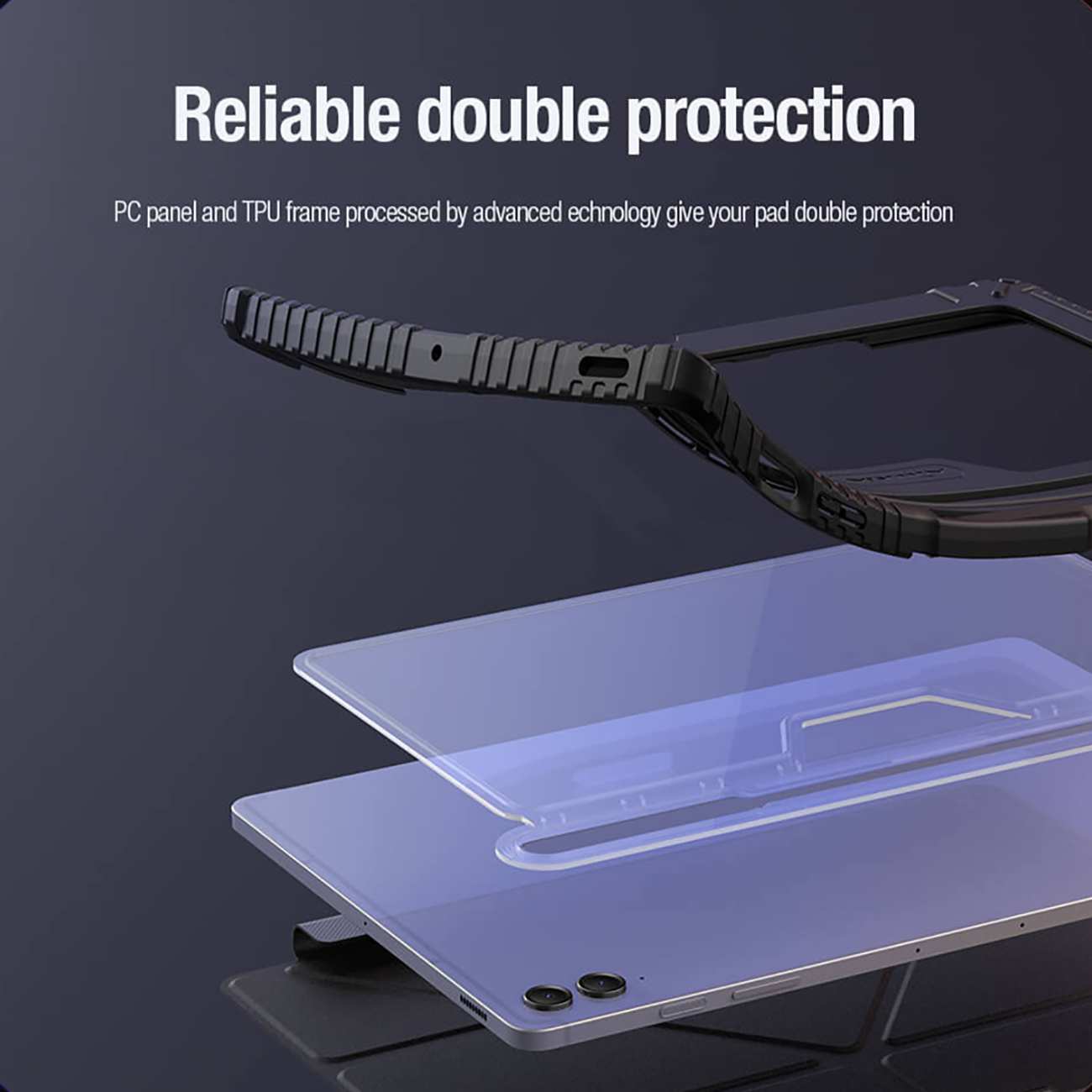 کاور کتابی بامپردار سامسونگ تب اس 9 اف ای پلاس نیلکین Bumper Leather cover