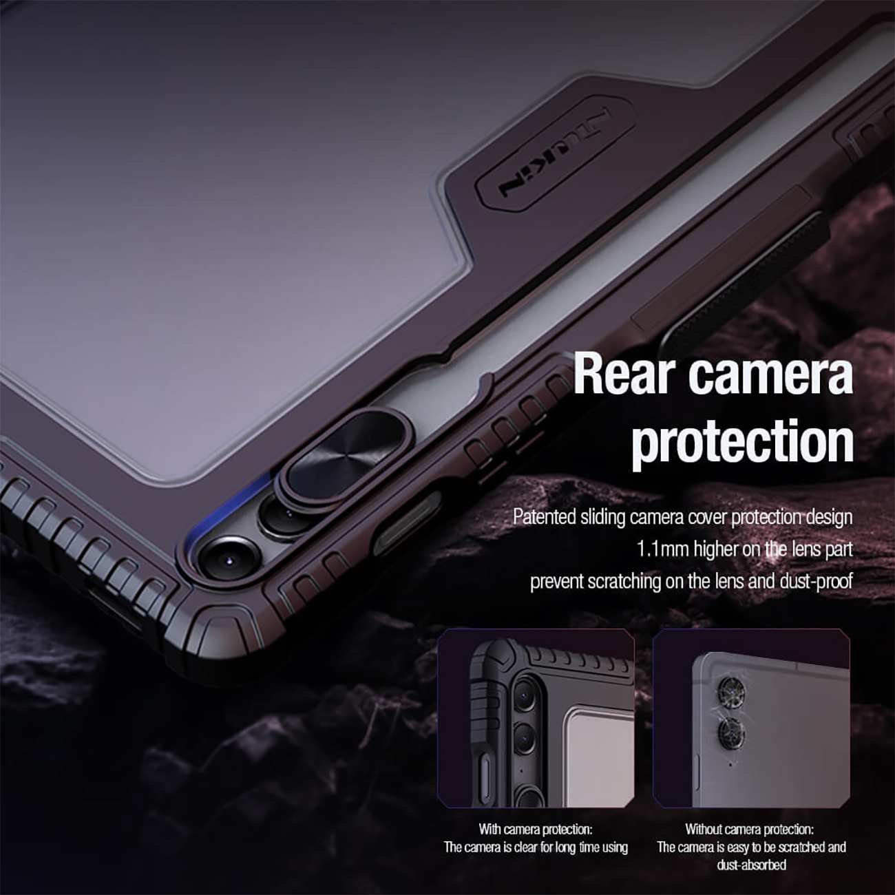 کاور کتابی بامپردار سامسونگ تب اس 9 اف ای پلاس نیلکین Bumper Leather cover