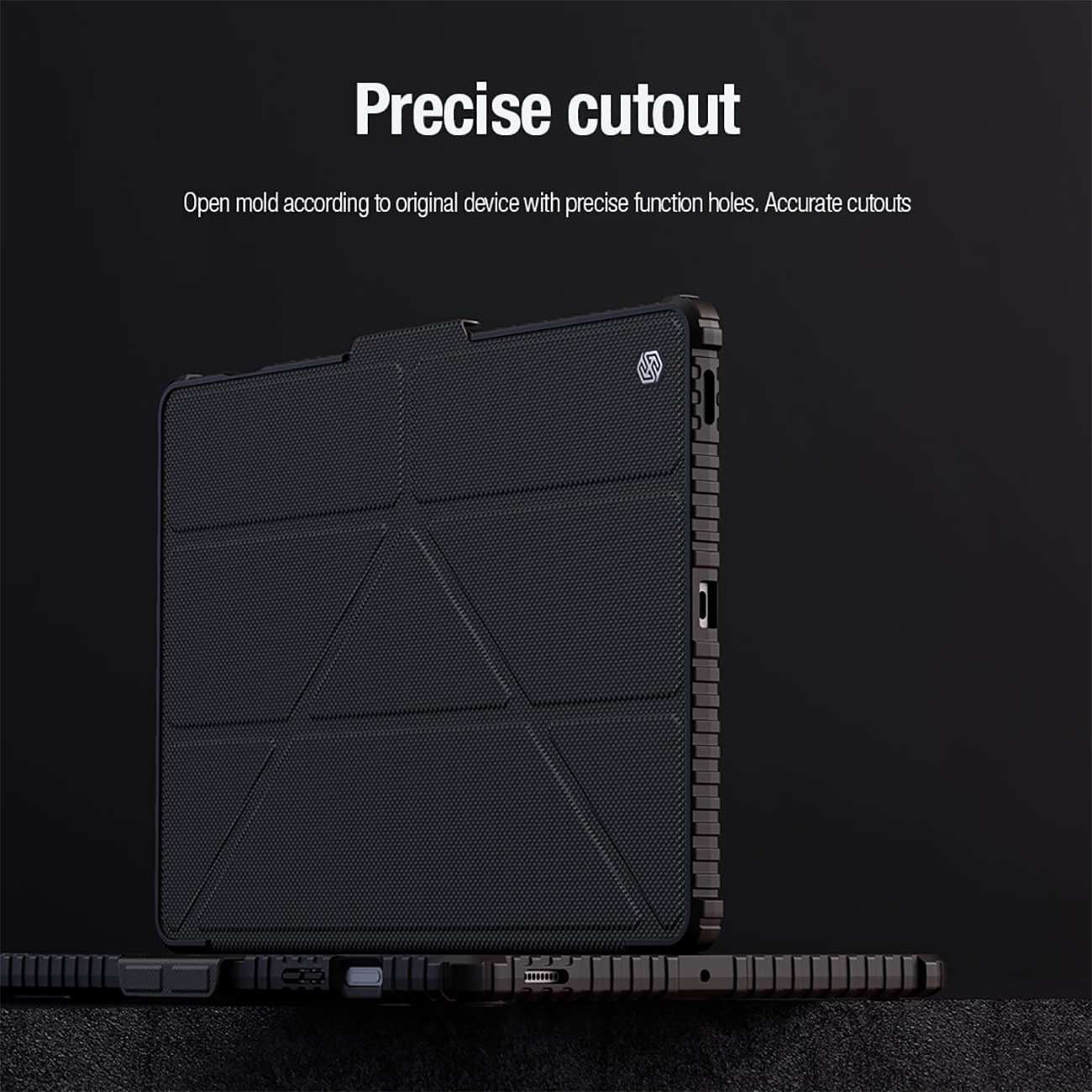کاور کتابی بامپردار سامسونگ تب اس 9 اف ای پلاس نیلکین Bumper Leather cover