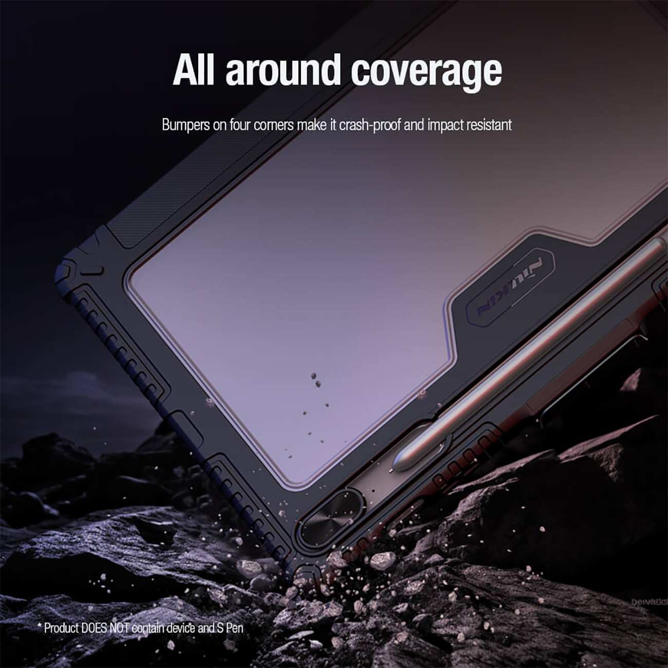 کاور کتابی بامپردار سامسونگ تب اس 9 اف ای پلاس نیلکین Bumper Leather cover
