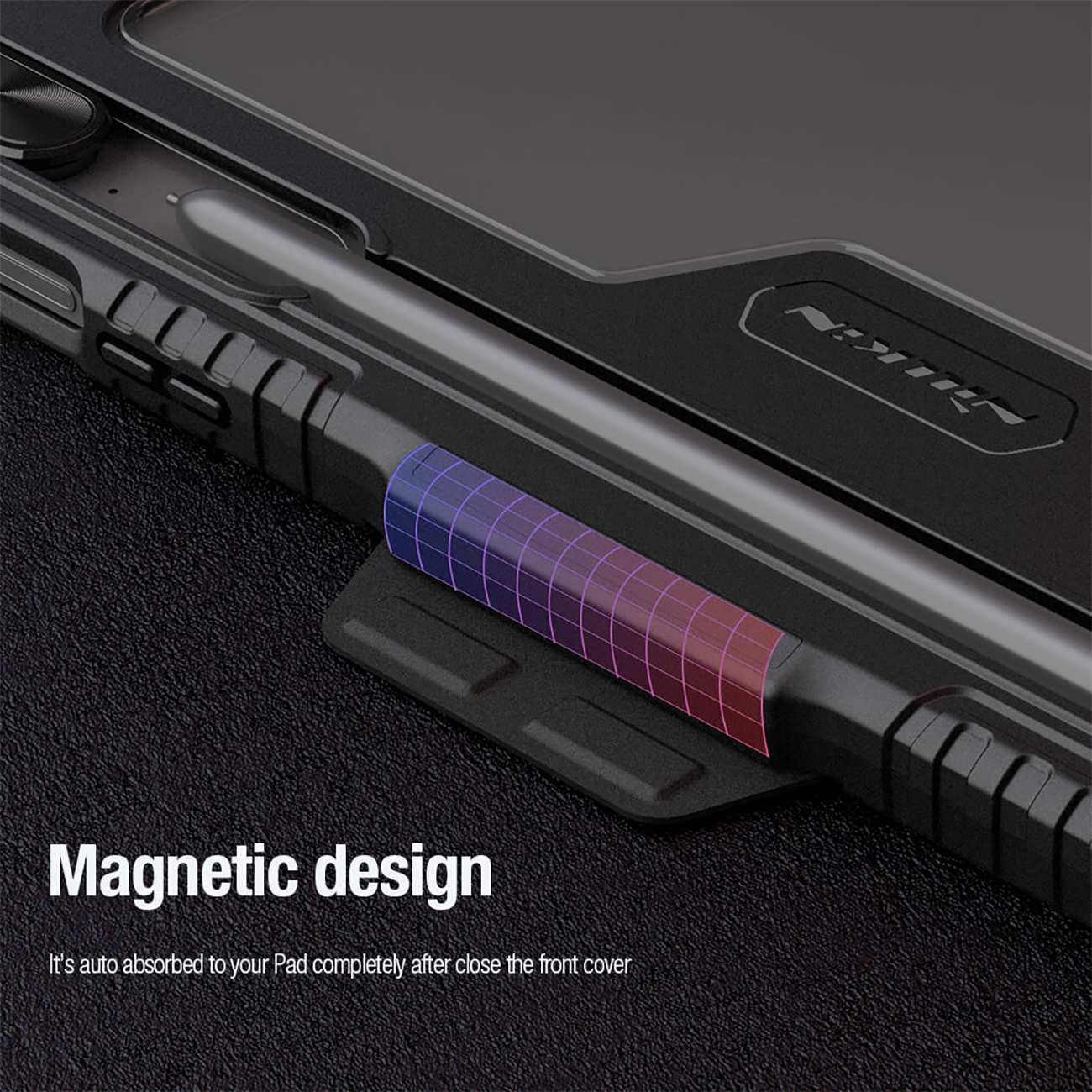 کاور کتابی بامپردار سامسونگ تب اس 9 اف ای پلاس نیلکین Bumper Leather cover
