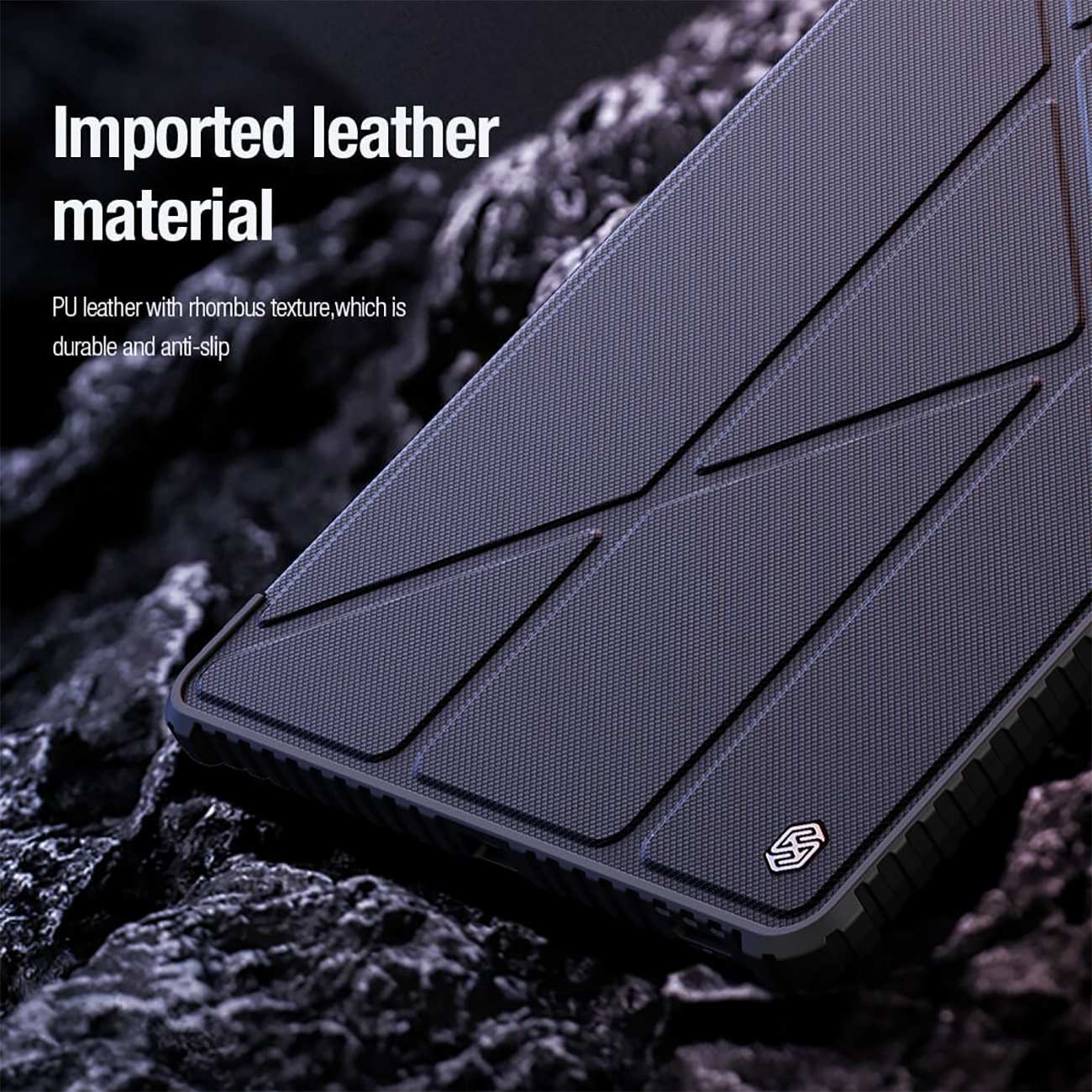 کاور کتابی بامپردار سامسونگ تب اس 9 اف ای پلاس نیلکین Bumper Leather cover
