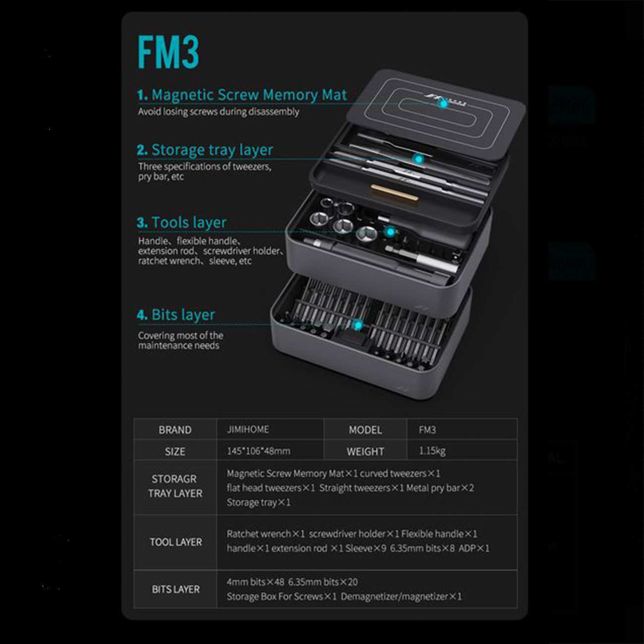 جعبه ابزار و مجموعه پیچ گوشتی 100 عددی یوپین شیائومی JM-FM3