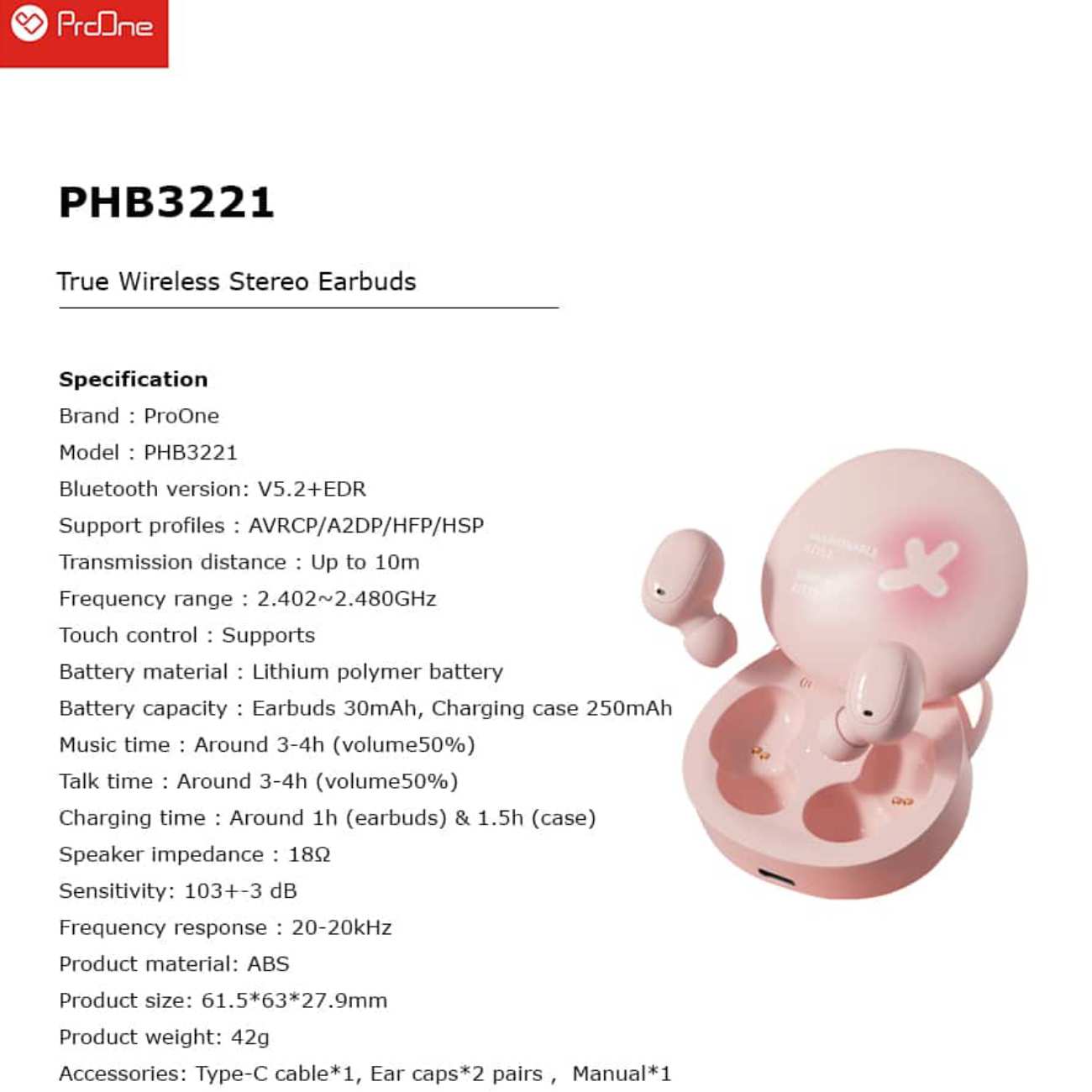 هندزفری بلوتوثی فانتزی 5.2 پرووان PHB3221