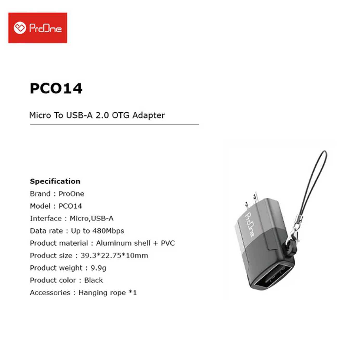 مبدل او تی جی میکرو یو اس بی به یو اس بی 2.0 پرووان PCO14