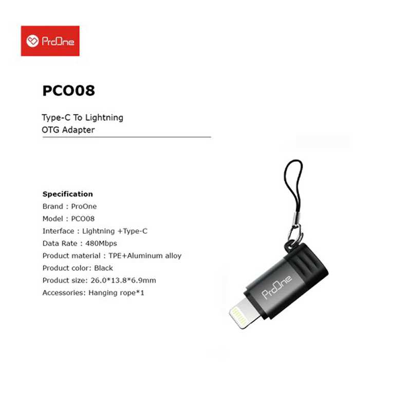 مبدل او تی جی آیفون تایپ سی به لایتنینگ پرووان PCO08