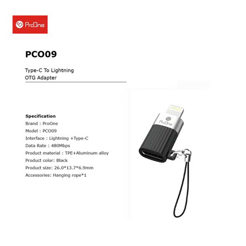 مبدل او تی جی آیفون تایپ سی به لایتنینگ پرووان PCO09