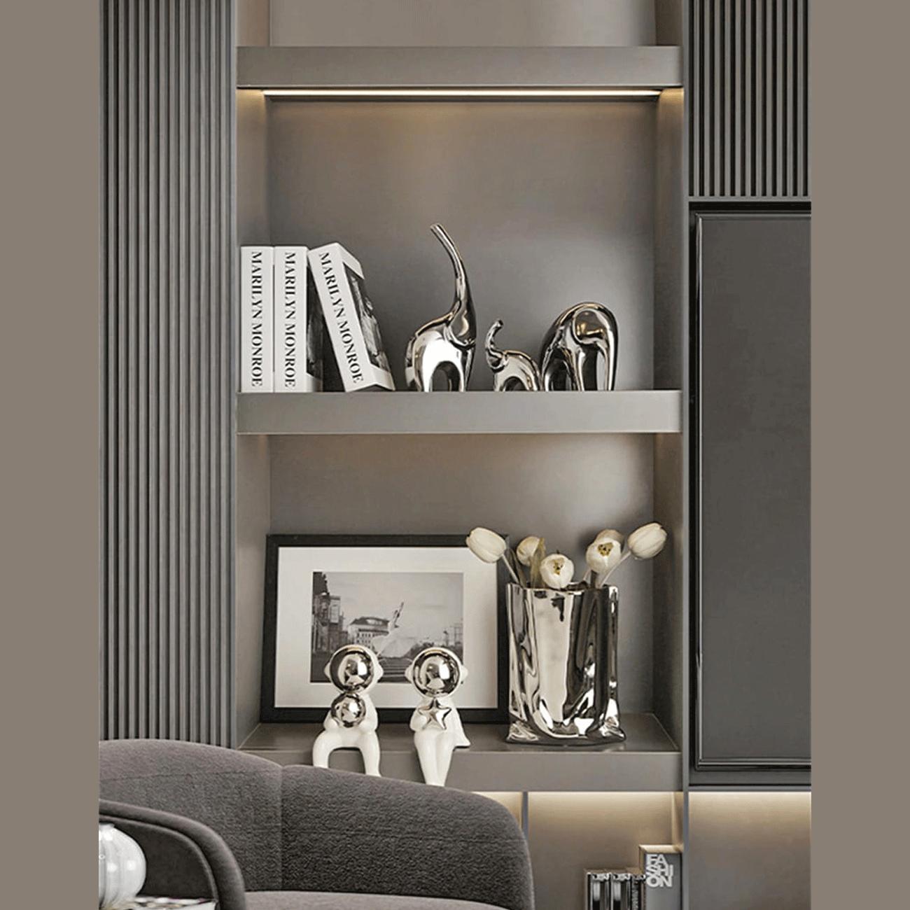 مجسمه مینیمال فانتزی رومیزی طرح فیل نقره ای