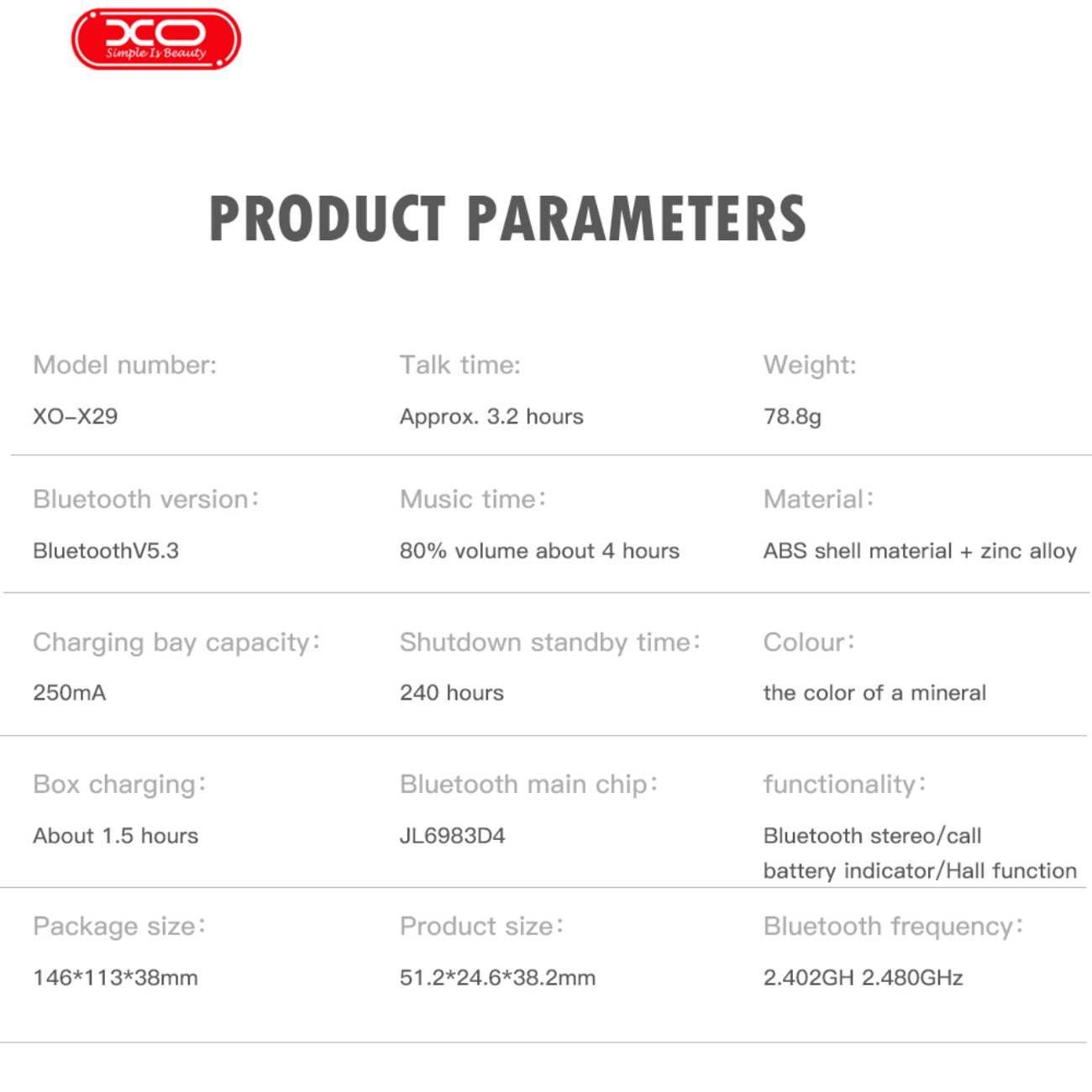 هندزفری بلوتوثی 5.3 ایکس او X29