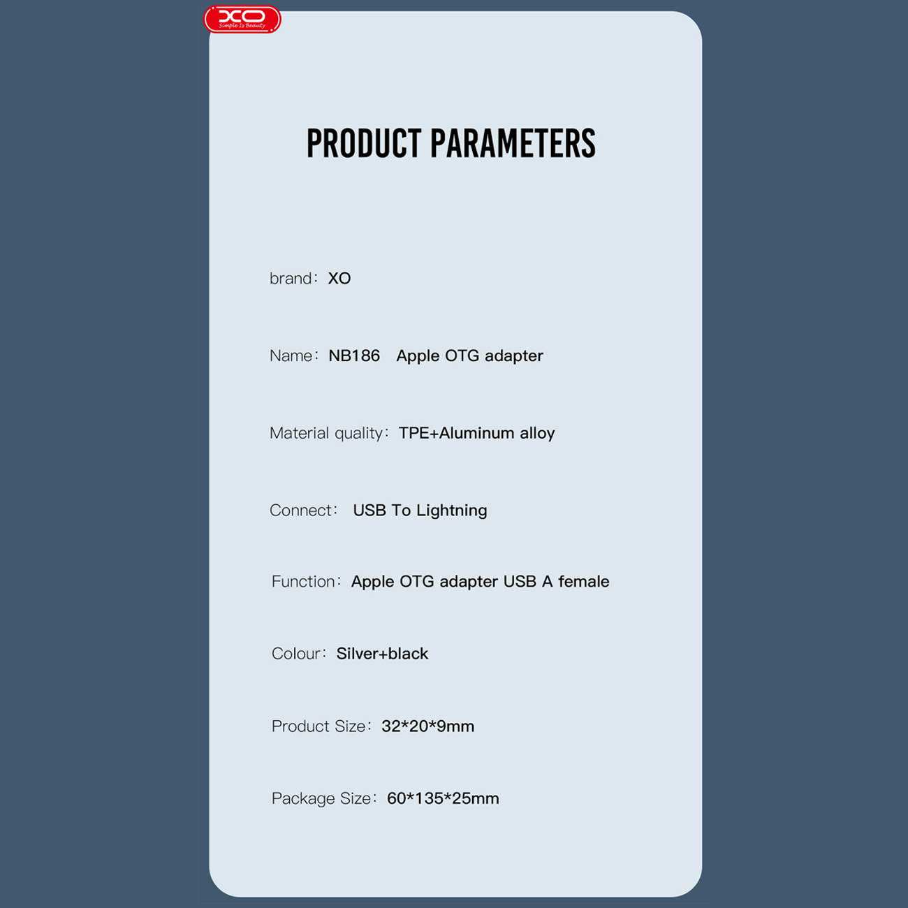 مبدل او تی جی آیفون لایتنینگ به یو اس بی ایکس او NB186