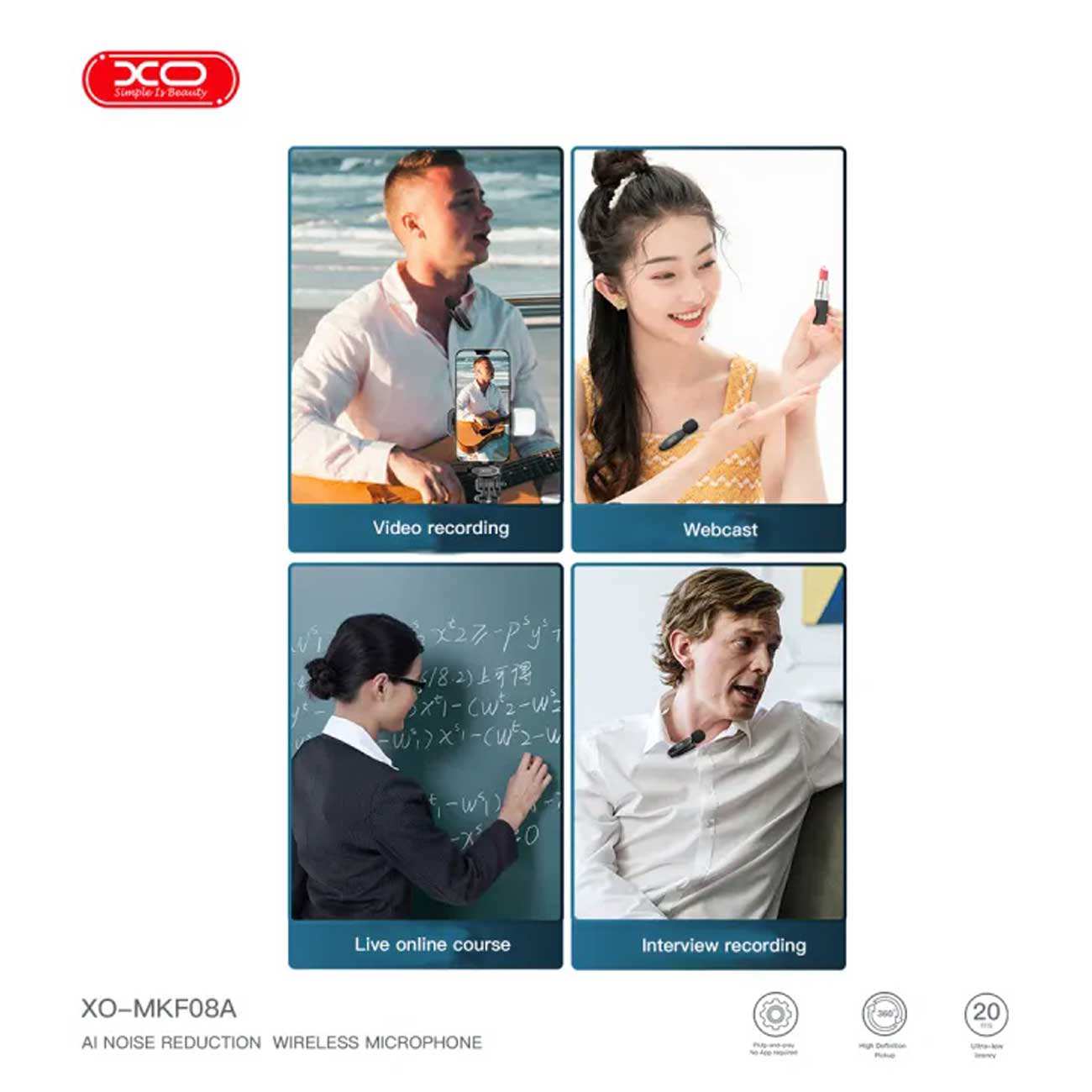 میکروفون یقه ای بی سیم تایپ سی ایکس او MKF08A