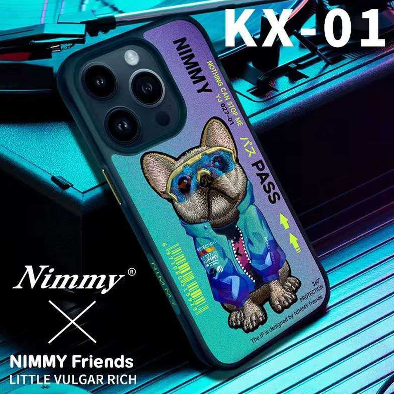 قاب محافظ گوشی آیفون 15 پرو طرح سگ با عینک واقعی نیمی YJ027-01