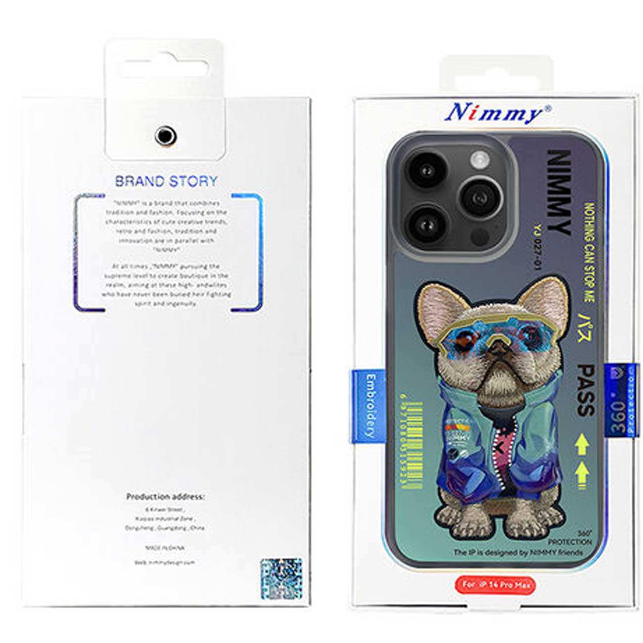 قاب محافظ گوشی آیفون 15 پرو طرح سگ با عینک واقعی نیمی YJ027-01