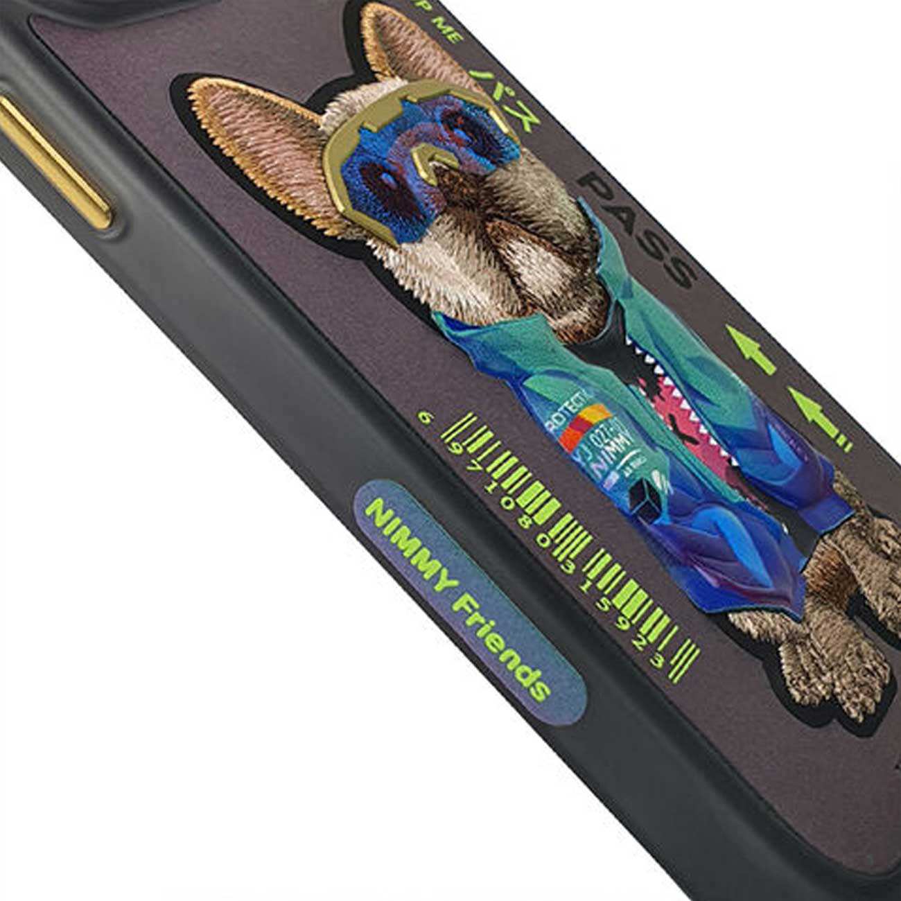 قاب محافظ گوشی آیفون 15 پرو طرح سگ با عینک واقعی نیمی YJ027-01