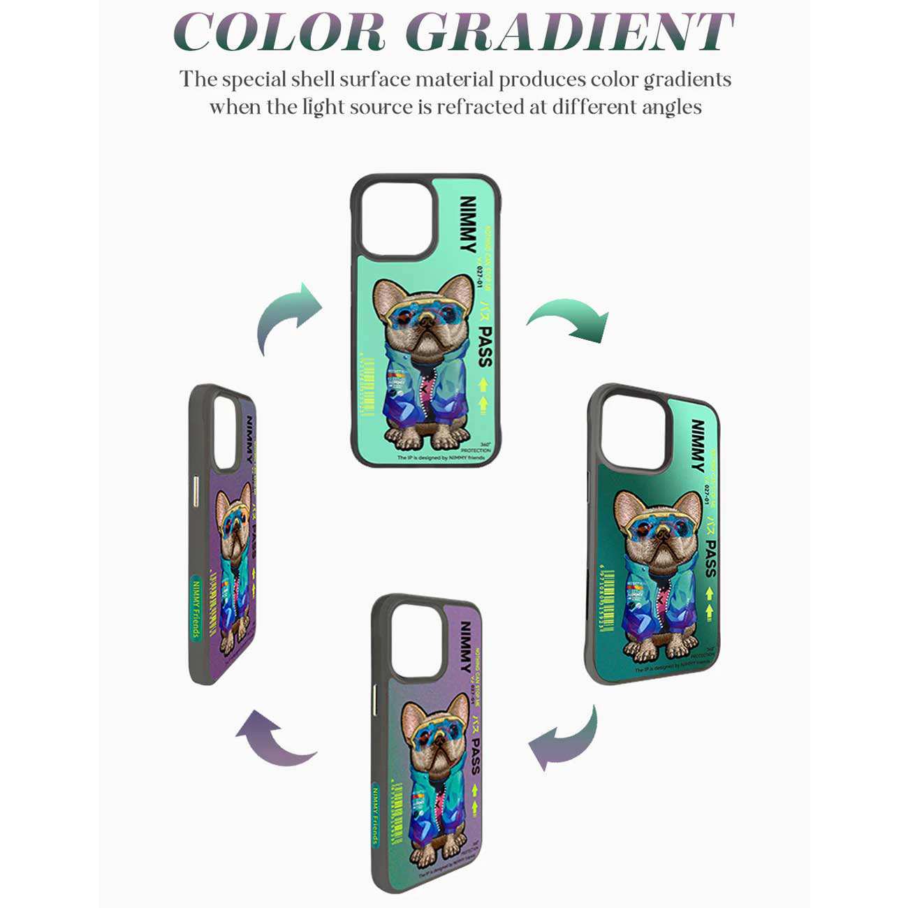 قاب محافظ گوشی آیفون 15 پرو طرح سگ با عینک واقعی نیمی YJ027-01