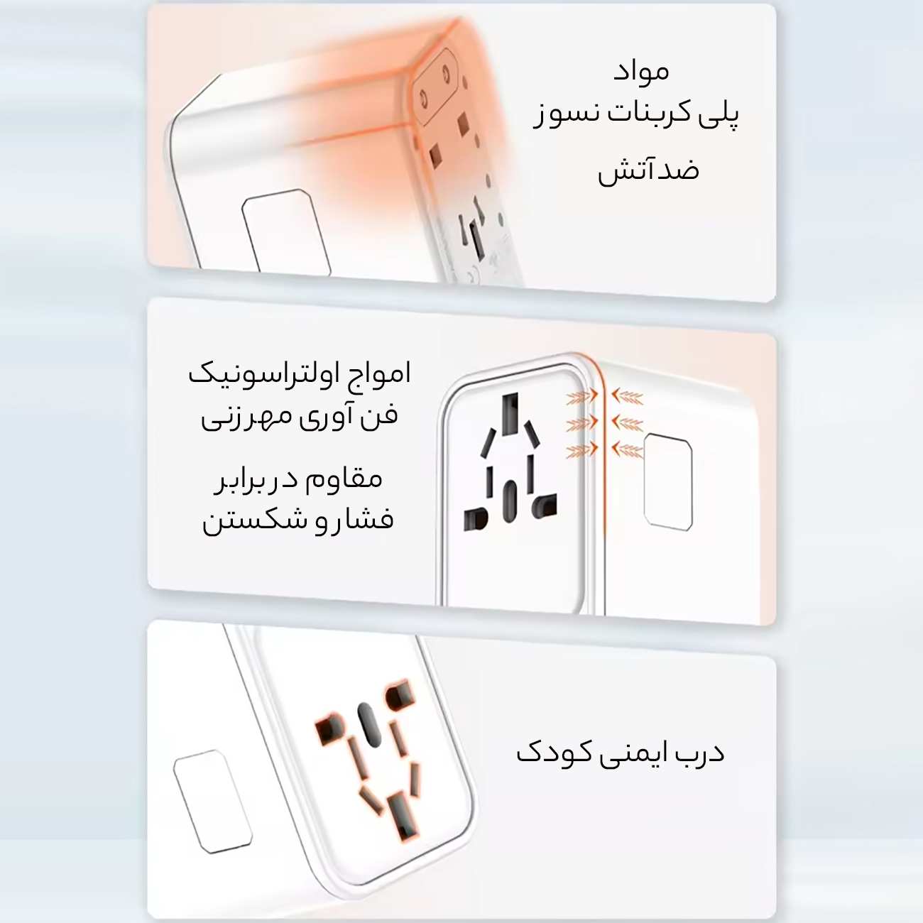 چندراهی برق 45 یک یو اس بی، دو تایپ سی و یک سوکت برق با دوشاخه های مختلف الدنیو Z8