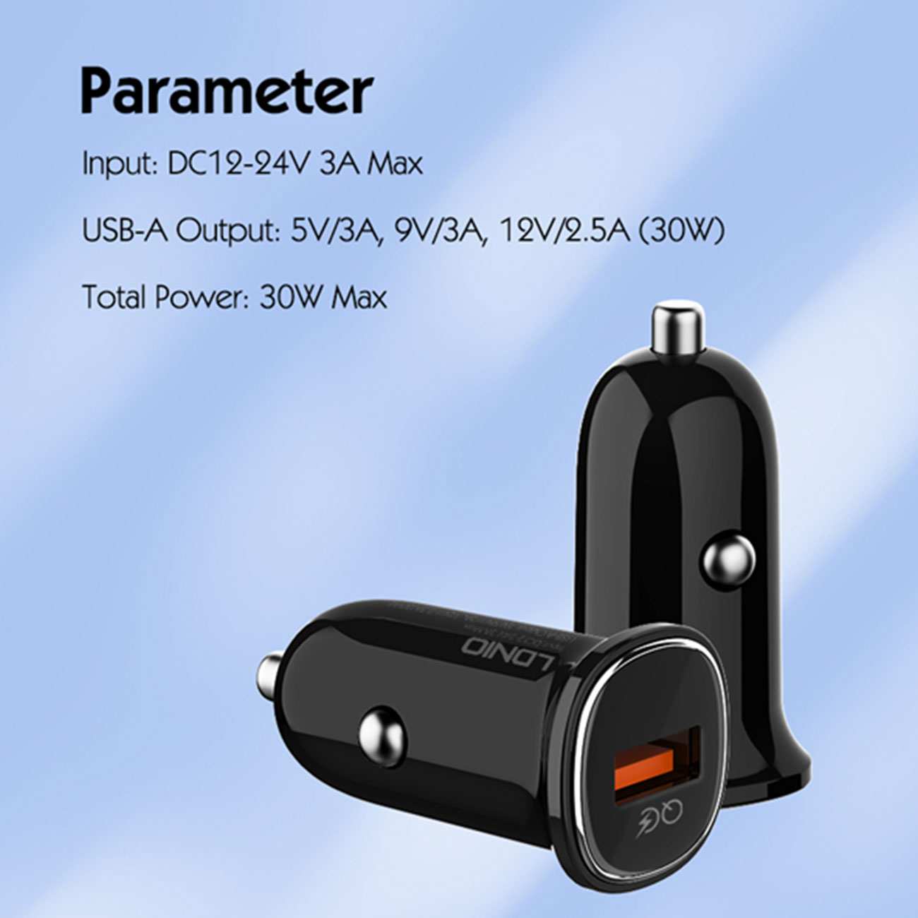 شارژر فندکی فست شارژ ماشین 30 وات الدنیو C105