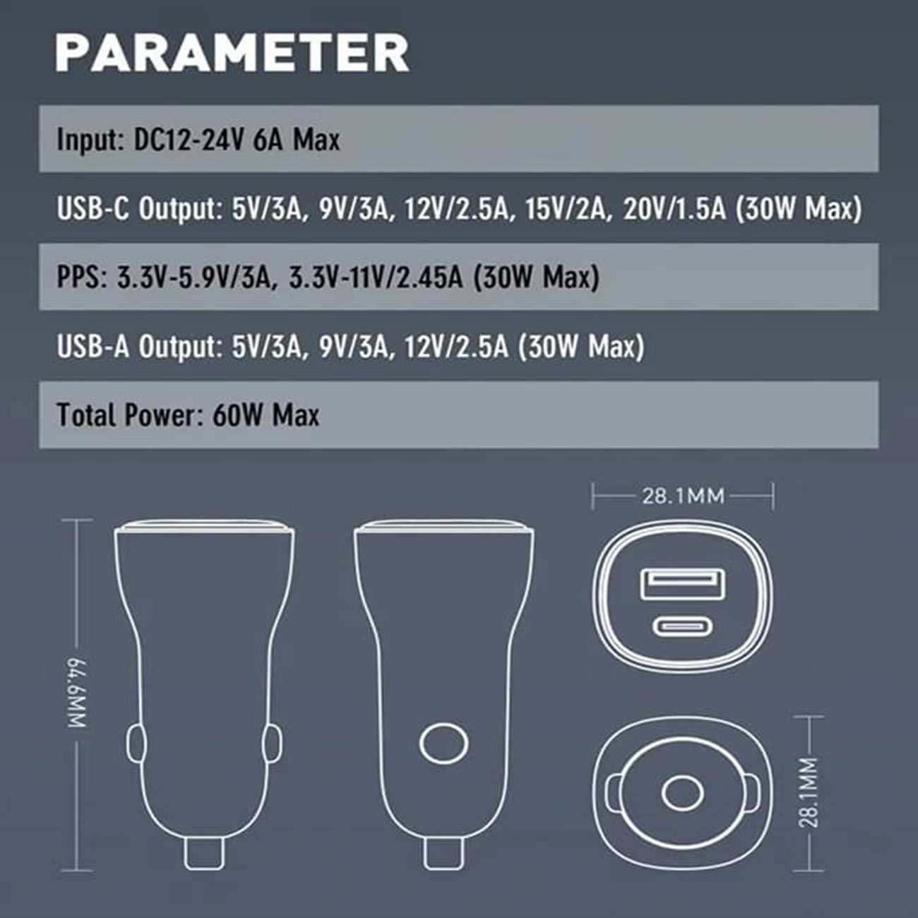 شارژر فندکی فست شارژ ماشین تایپ سی همراه با کابل آیفونی و اندرویدی الدنیو C103