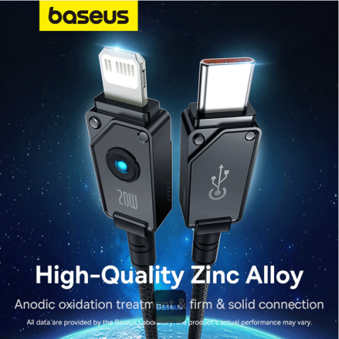 کابل شارژ سریع تایپ سی به لایتنینگ 20 وات 2 متری بیسوس CB000049 P10355803111-01