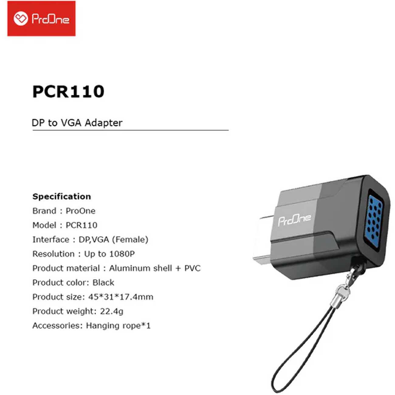 مبدل دیسپلی پورت به وی جی آ پرووان PCR110