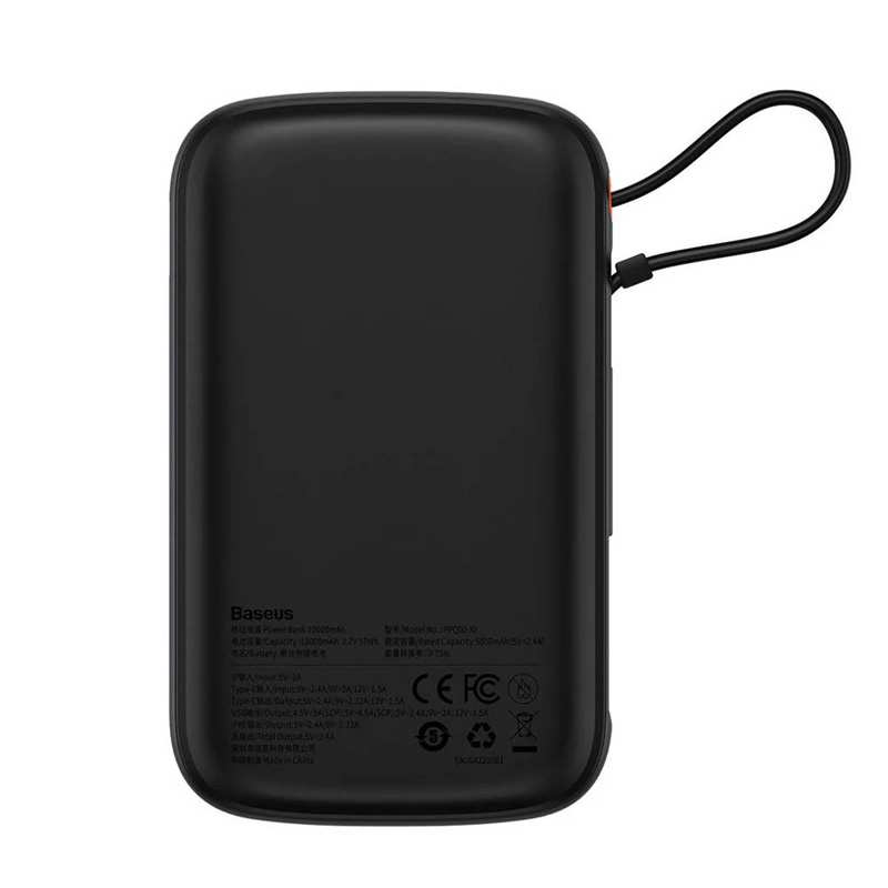 پاوربانک تایپ سی و یو اس بی 20 وات 10000 همراه با کابل لایتنینگ بیسوس PPQD060001