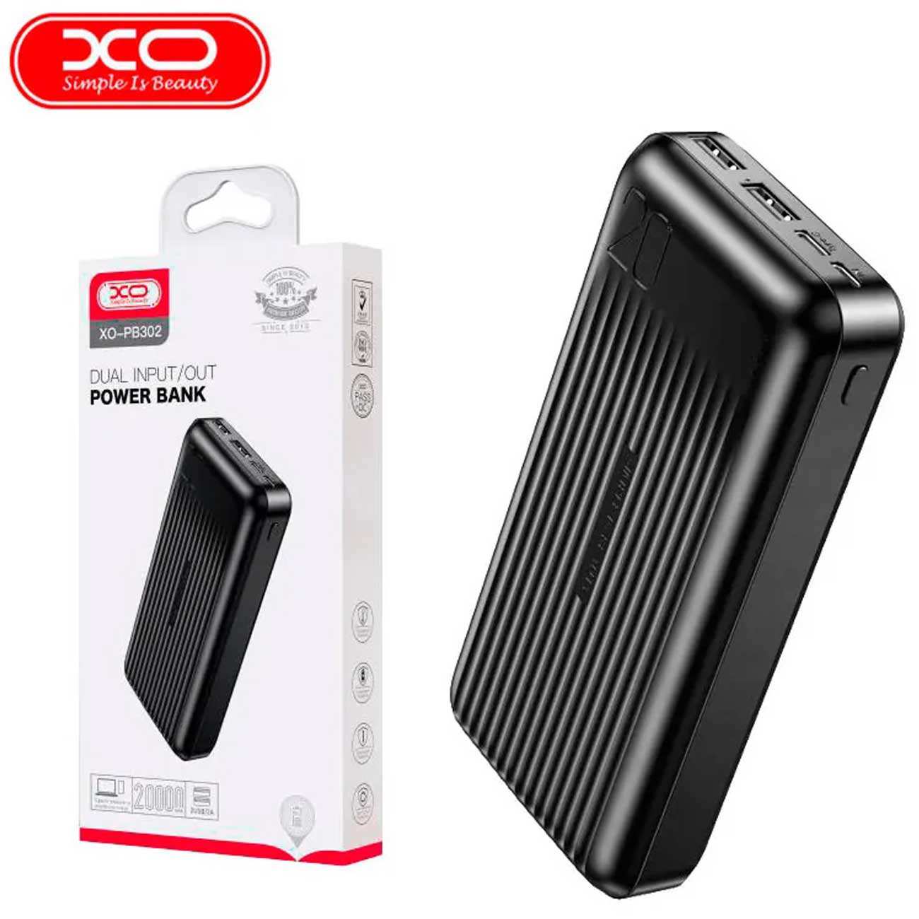 پاوربانک تایپ سی و یو اس بی 20000 ایکس او PB302