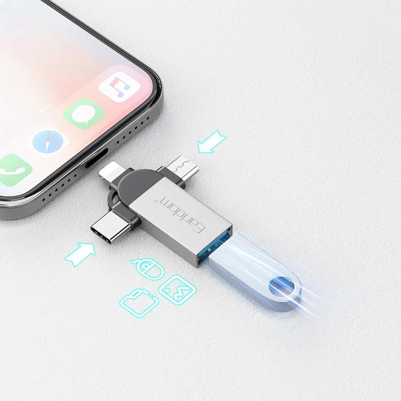 مبدل او تی جی یو اس بی به تایپ سی، لایتنینگ و میکرو یو اس بی ارلدام OT93