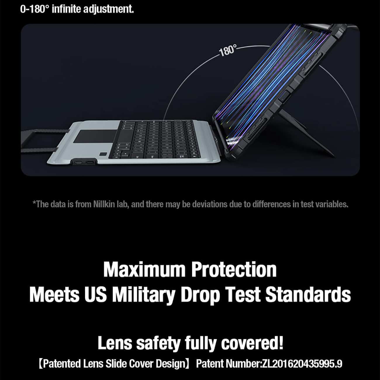 قاب کیبورددار طرح کیف آیپد ایر 11 (2024) و آیپد ایر (2022) ، آیپد ایر 5، آیپد ایر 10.9 اینچ (2020)، آیپد ایر 4، آیپد پرو 11(2020، 2021، 2022) نیلکین Bumper Go Keyboard