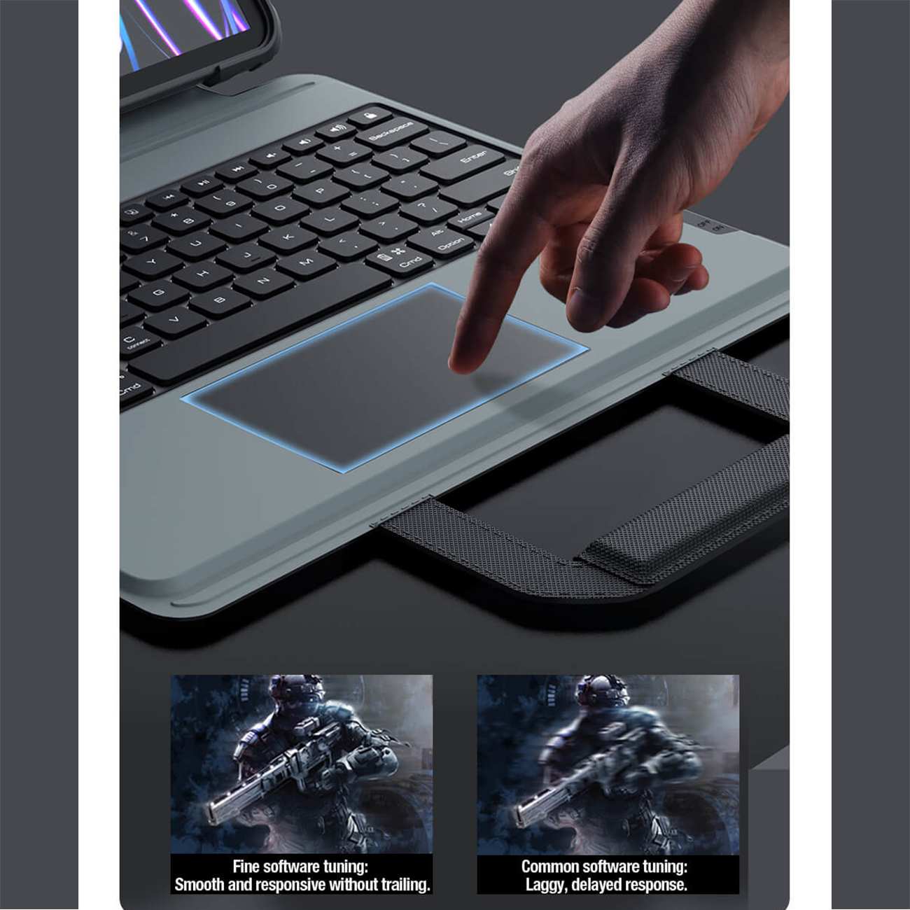 قاب کیبورددار طرح کیف آیپد ایر 11 (2024) و آیپد ایر (2022) ، آیپد ایر 5، آیپد ایر 10.9 اینچ (2020)، آیپد ایر 4، آیپد پرو 11(2020، 2021، 2022) نیلکین Bumper Go Keyboard