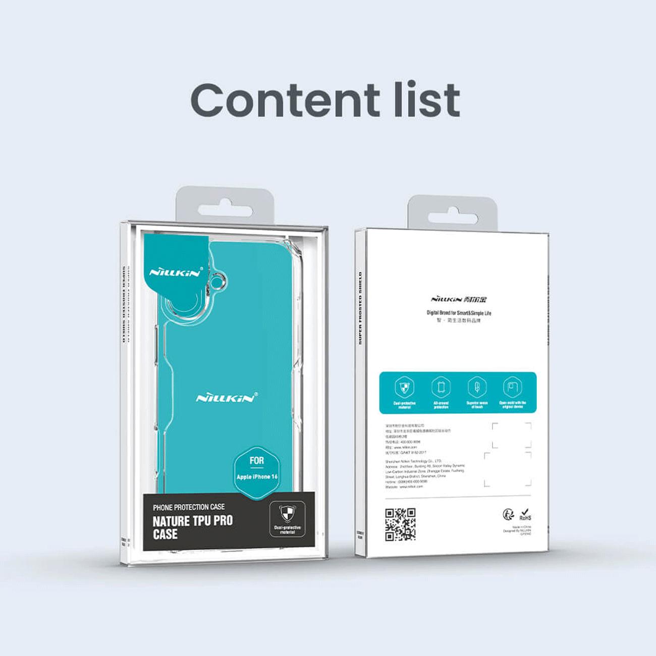 قاب شفاف گوشی آیفون 16 نیلکین Nature TPU Pro